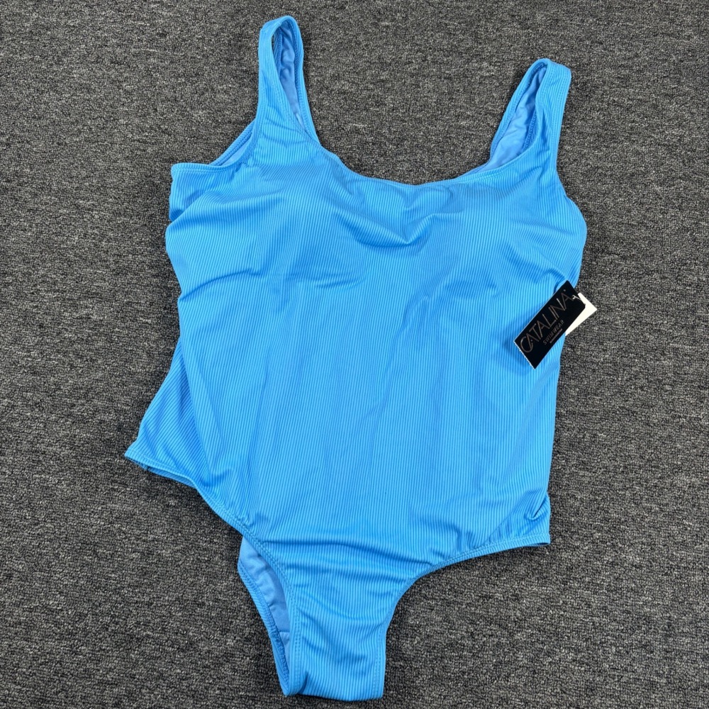 Catalina One Piece Swimsuit Women 3X Blue Solid Ribbed CAT Plus CATP211100O